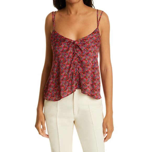 Rhode Kari Peasant Blouse Ruby Mosaic Floral Tank Top Women's Size Extra Large - Picture 1 of 11